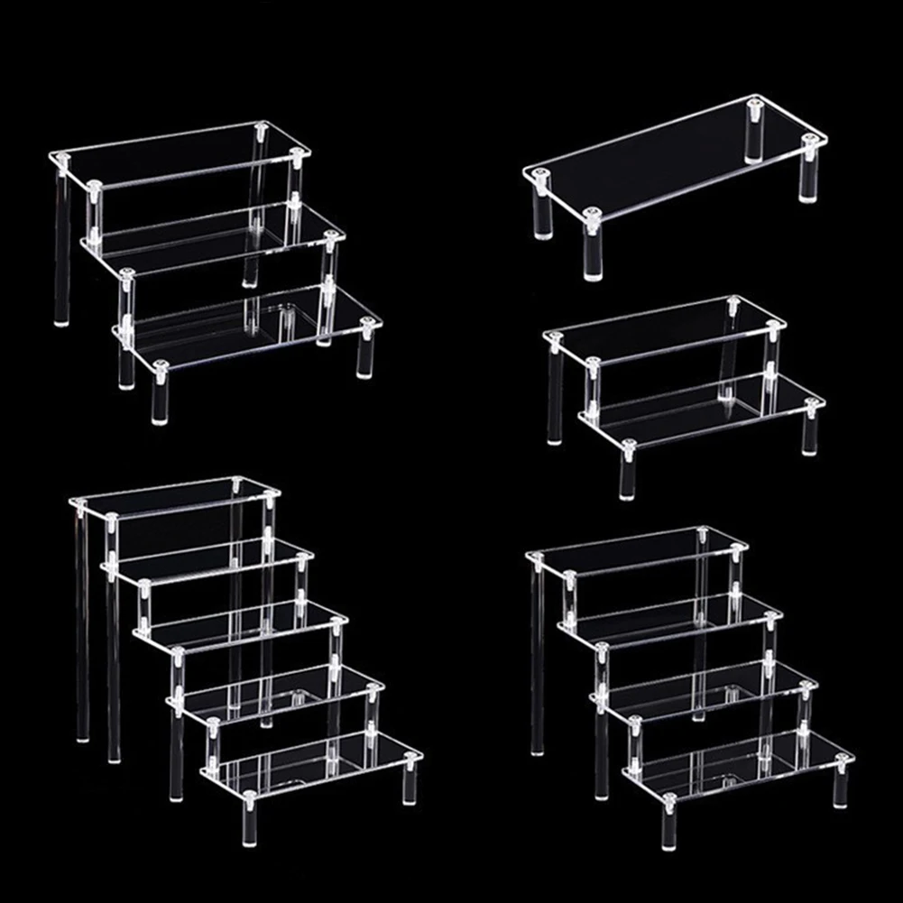1-3 Layers Acrylic Display Stand Clear Display Riser Perfume Figurine Transparent Storage Rack Anime Figures Cupcake Shelf