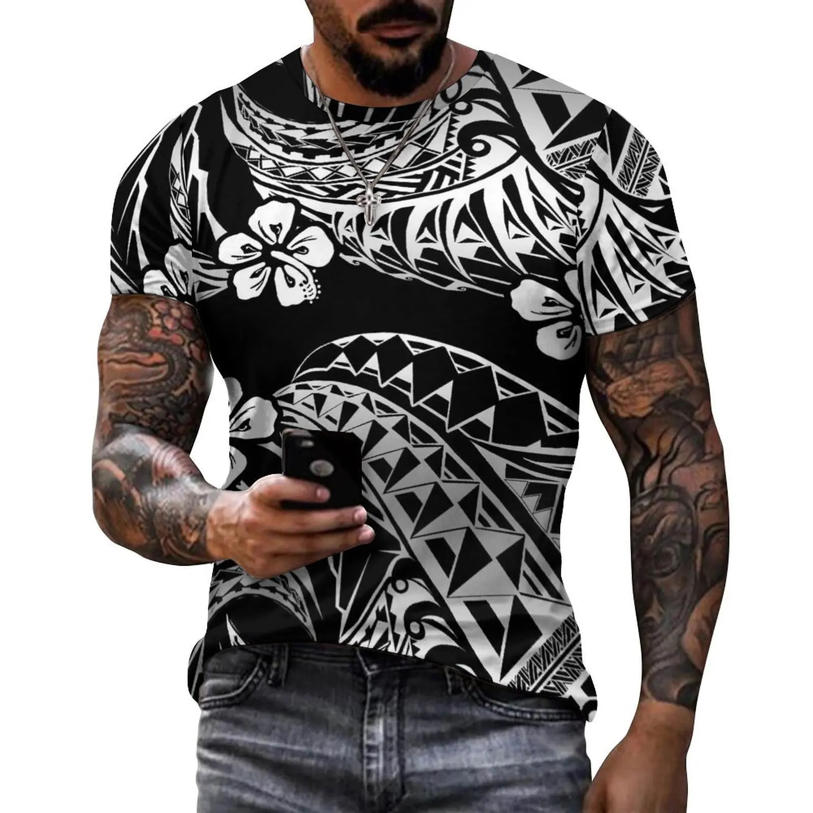

Мужская футболка Summer Breeze Samoa Hawaii, настраиваемая полинезийская легкая хлопковая футболка, свободная посадка, пляжные приключения