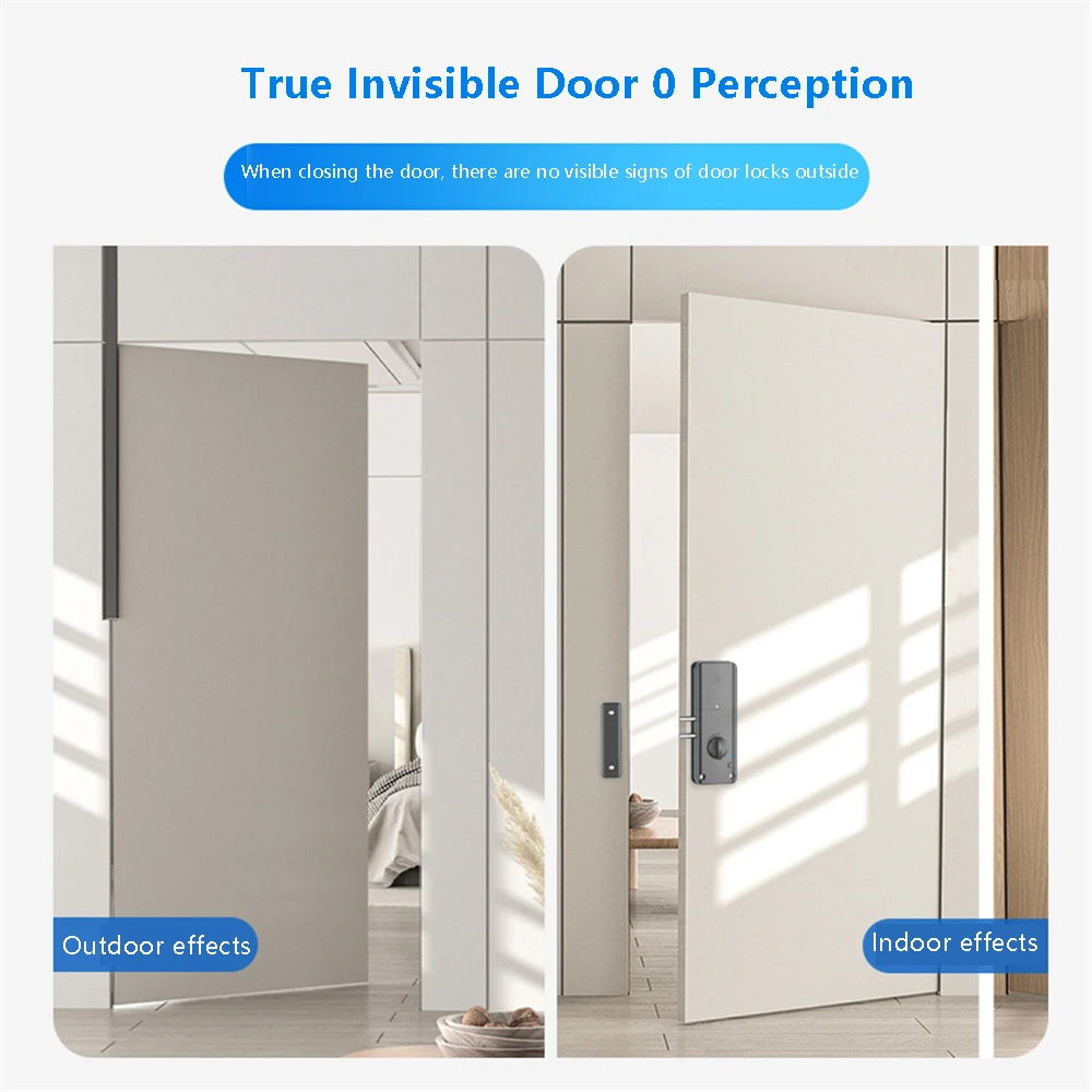 Tuya Smart Invisible Door Lock App IC Card Unlock Punch Free Wood Door Lock Electronic Lock Indoor Burglar Door Lock 13.56Mhz