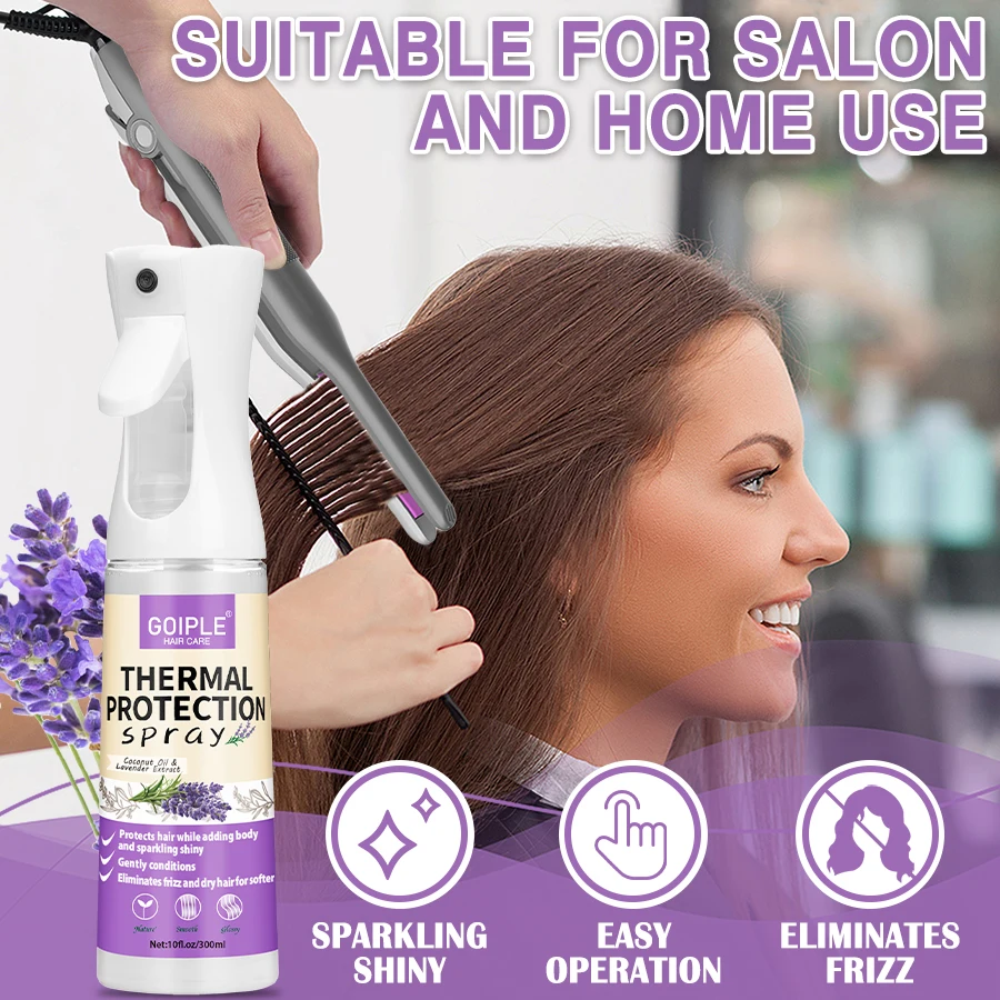 

GOIPLE Lavender Thermal Protection Spray Moisturizing Heat Protection Mist Protect Hair From Heat Damage Hair Salon Conditioner