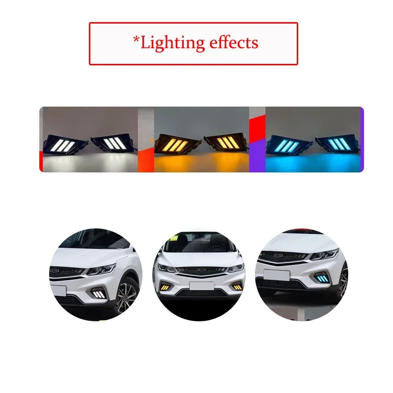 Car DRL Fog Lamp For Geely Binyue Coolray SX11 2018 2019 2020 Instruction Signal Front Left Lights DRL Fog Lamp Auto Accessories