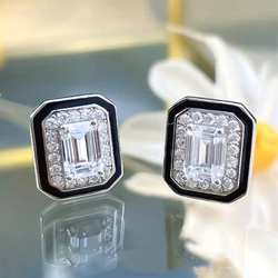Huitan Fashion Female Daily Stud Earrings Geometric Zirconia Crystal Stone Jewelry for Women Modern Style Accessories Dropship
