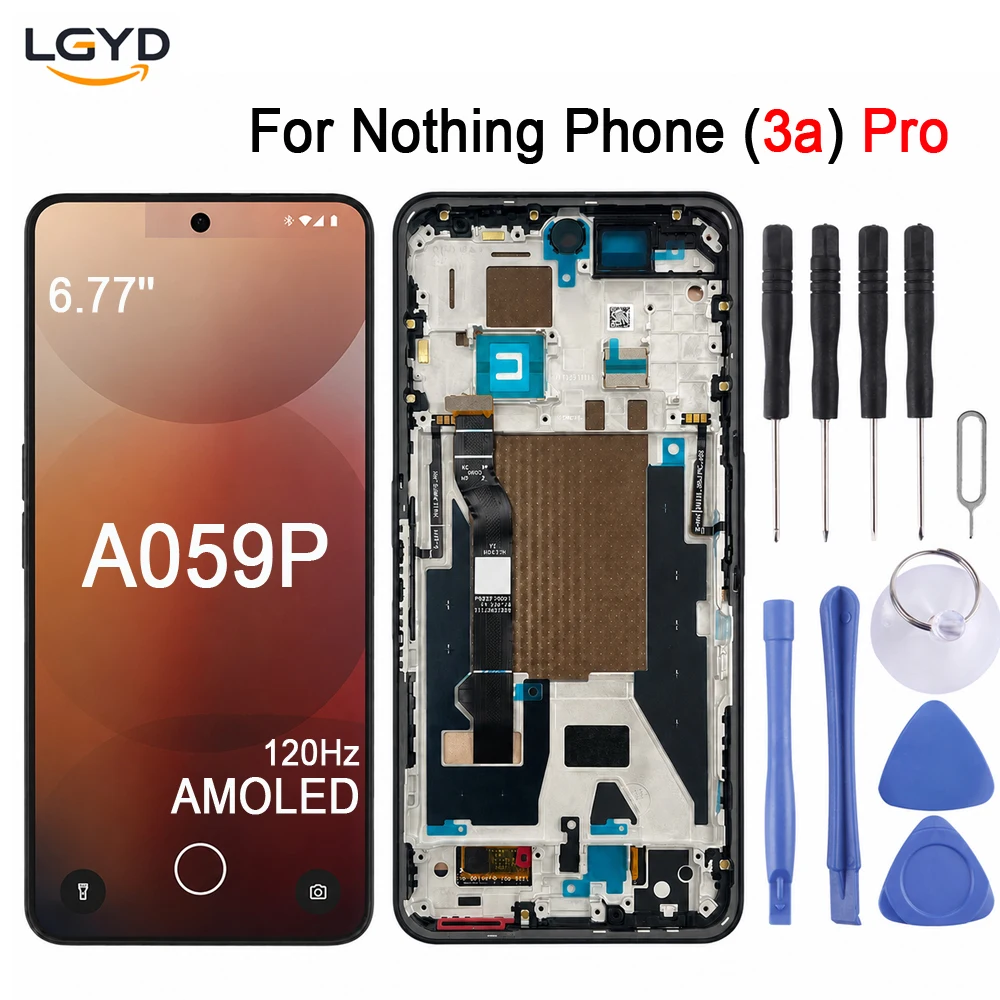 120Hz AMOLED Screen with Frame For Nothing Phone (3a) Pro A059P, For Nothing Phone 3A Pro Phone Display Touch Screen Replacement