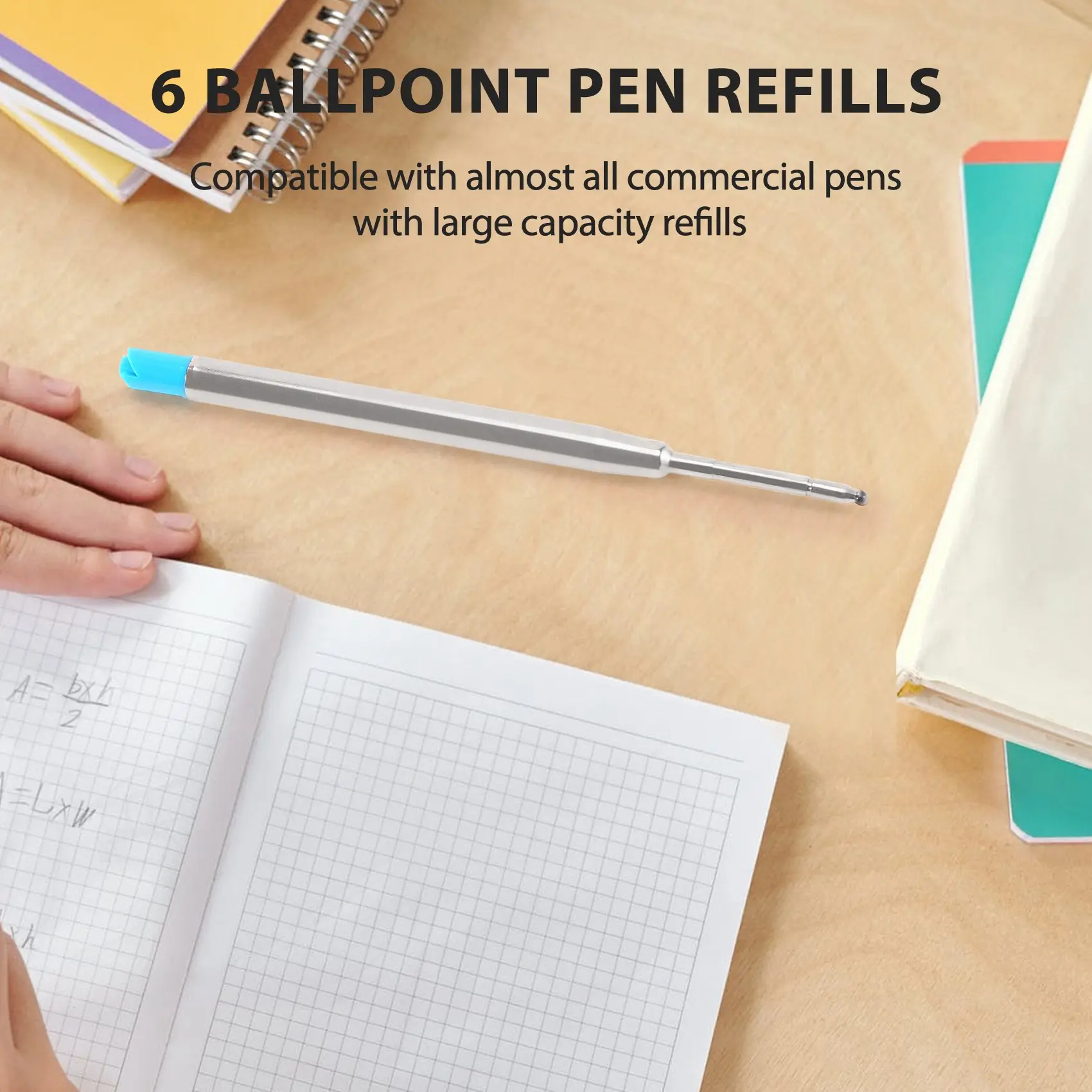 6 ballpoint pen refills 10 cm blue large refill refills