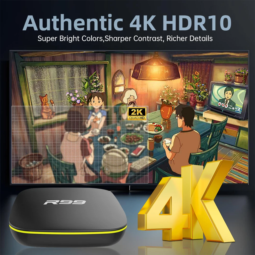 TV Box R99 Android 10 Allwinner H313 6K HDR Dual WiFi Media Player for Netflix Set Top Box