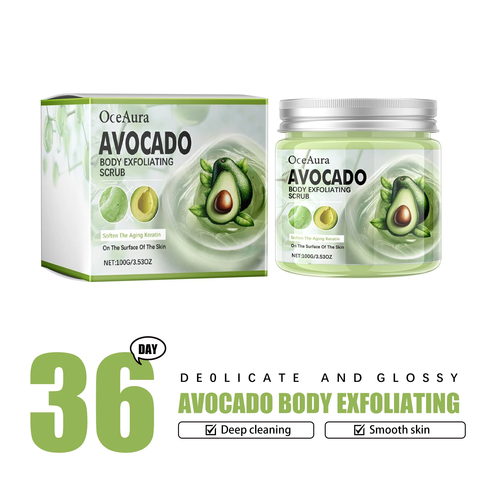 Avocado Body Brightening Scrub Improve Exfoliation Deep Clean Removal Darkening Promote Soften Underarm Moisturizing Scrub Cream