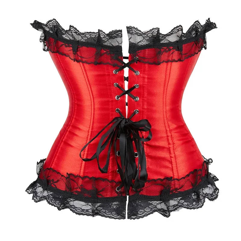 Womans Vintage Corsets and Bustiers Classic Palace Bustier Lace Trim Corsets Burlesque Outfits Fiesta Party Costumes Plus Size