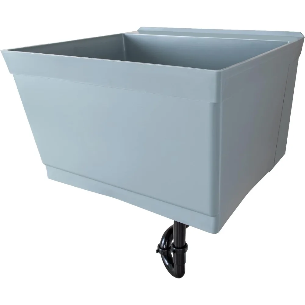 

Tehila Grey Wall-Mounted Utility Sink Tub Kit, Wall-Mounted Utility Tub with Wall Bracket, Floating Utility Sink for Laundry Ro