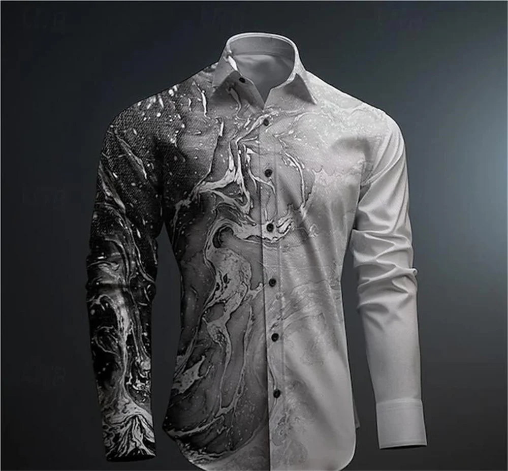 

Men's Casual Buttoned Long Sleeve Plus Size Shirt New Floral Shirt Hawaiian Exquisite Print Graffiti Outdoor Activities Rock