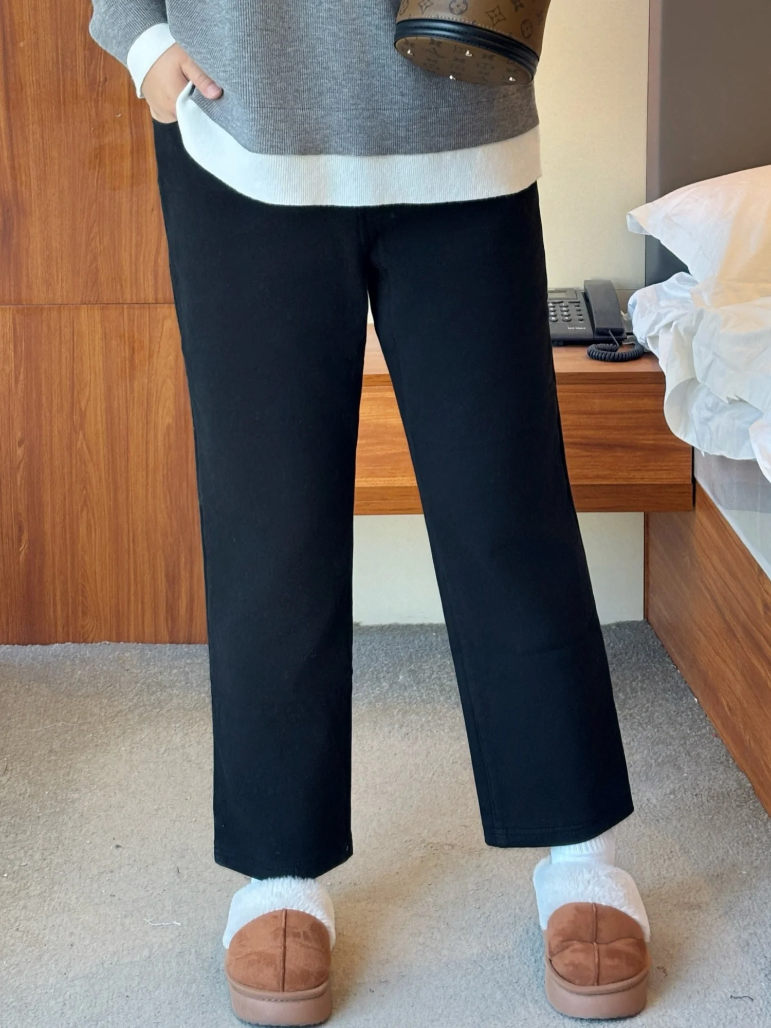 

Женские зимние брюки больших размеров с высокой талией, на флисовой подкладке, повседневные, Q2834, скрывающие недостатки фигуры, утягивающие, прямые брюки-харлан