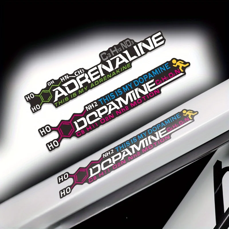 

1PC Adrenaline & Dopamine Chemical Structure Decor Self-Adhesive (Multi-Color) for Car Laptop Phone Create Customization