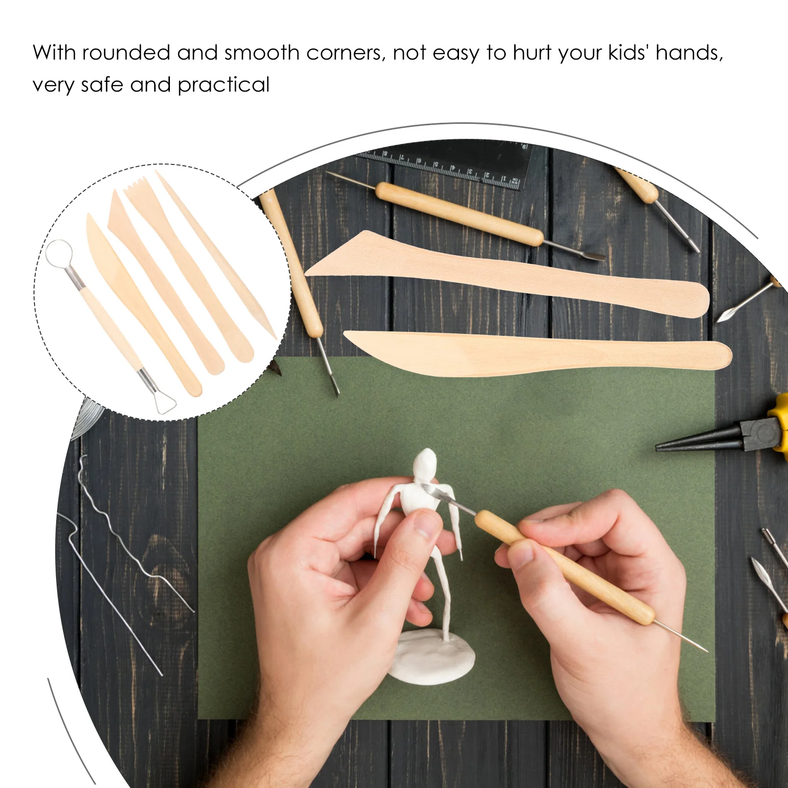 

2Sets Clay Tools Professional Pottery Tools Kids Sculpting Kits Safe Durable Rounded Edges Daily Use Clay Carving
