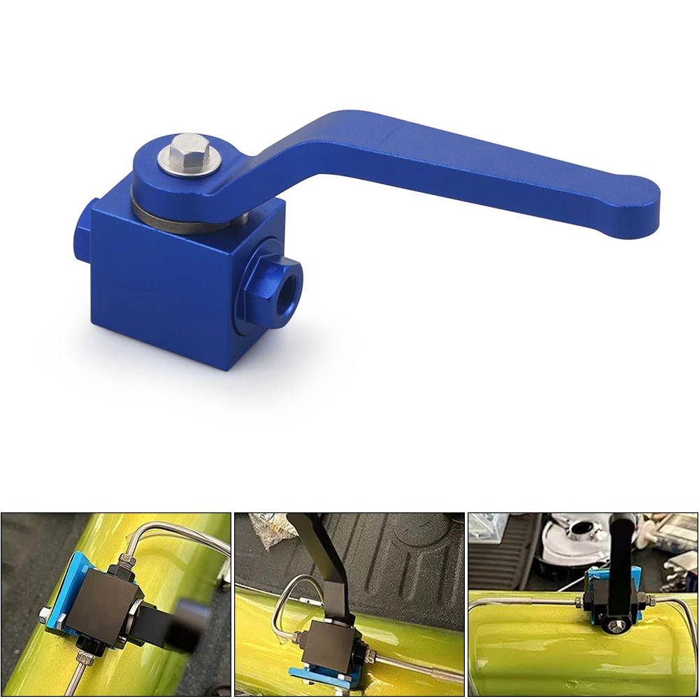 الأزرق 1/8 "NPT البليت الألومنيوم خط الفرامل قفل التحكم في تدفق الوقود اغلاق قطع صمام السيارات جزء