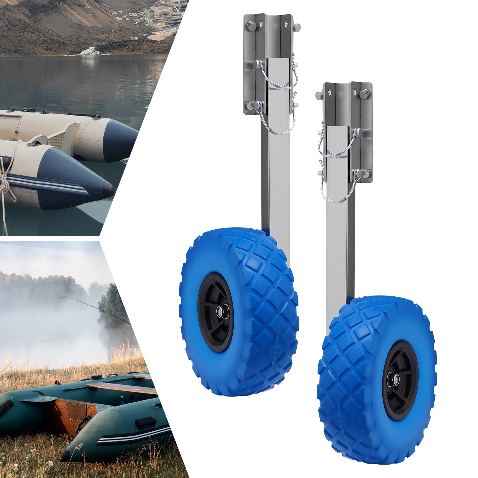 Inflatable Boat Trailer Wheel Load Boat Launching Wheels Set 9.84-inch Tires Wide Application All Kinds of Inflatable Boats