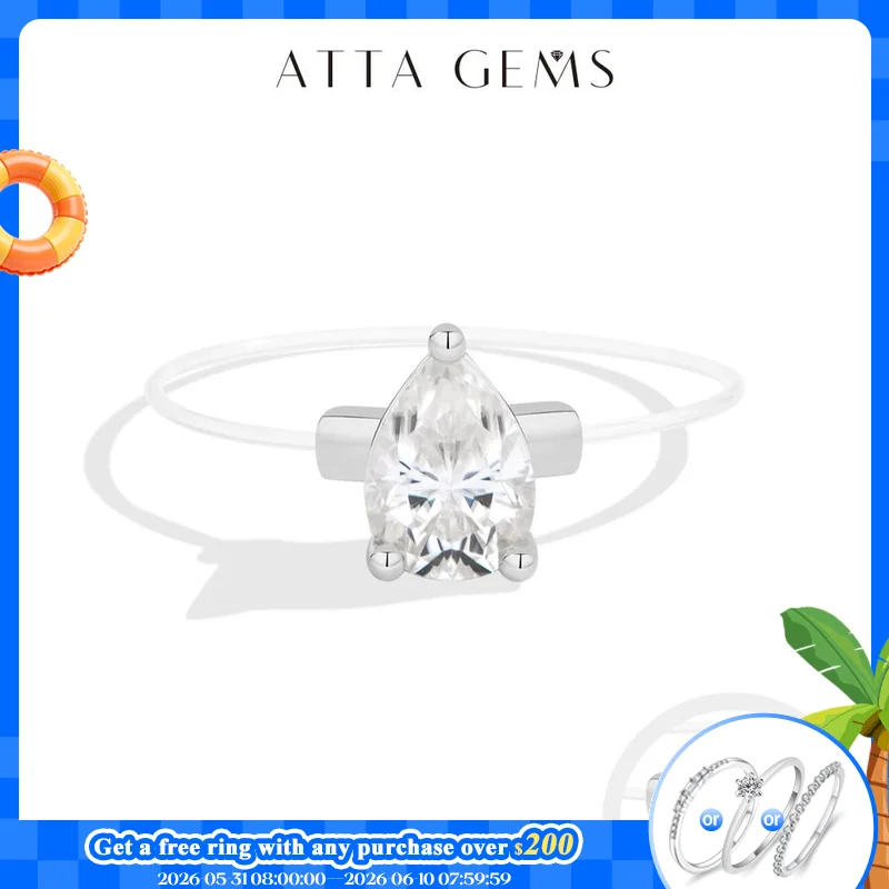 

ATTAGEMS 0.8CT DVVS1 Moissanite Rings for Women 925 Sterling Silver Creative Transparent Fishing Line Ring Handmade Jewelry Gift