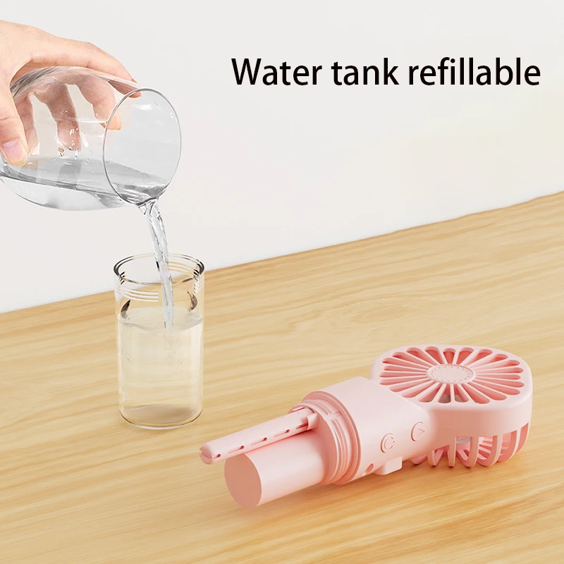 Spray Humidifier Fan Outdoor Mini Handheld Fan USB Rechargeable Fan Portable Ultra-quiet 4 Speed Electric Summer Student Fan