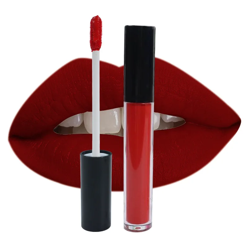 Private Label Waterproof Matte Nude Lip Gloss Brown Pigment Red Long Lasting Liquid Lipstick Women Makeup Lip Glaze Wholesale