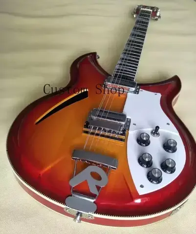 Custom RIC Fire Glo Vintage Sunburst 330 360 12 현 세미 할로우 바디 일렉트릭 기타 트라이앵글 MOP 프렛 보드 인레이