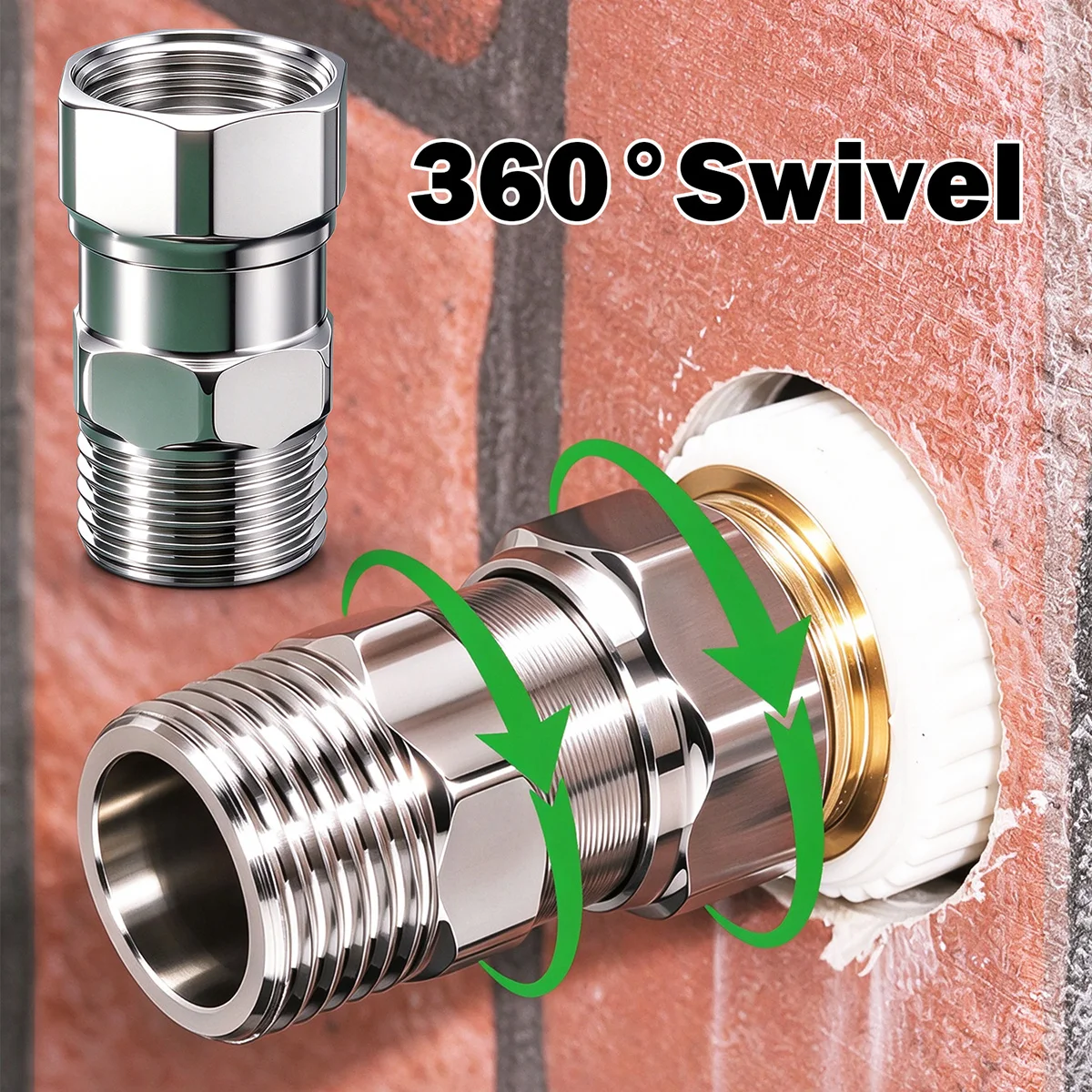 360 Degree Rotatable Angle Valve Connector G1/2 Female Thread Stainless Steel Wall Mount Water Pipe Adapter for Bathroom Kitchen