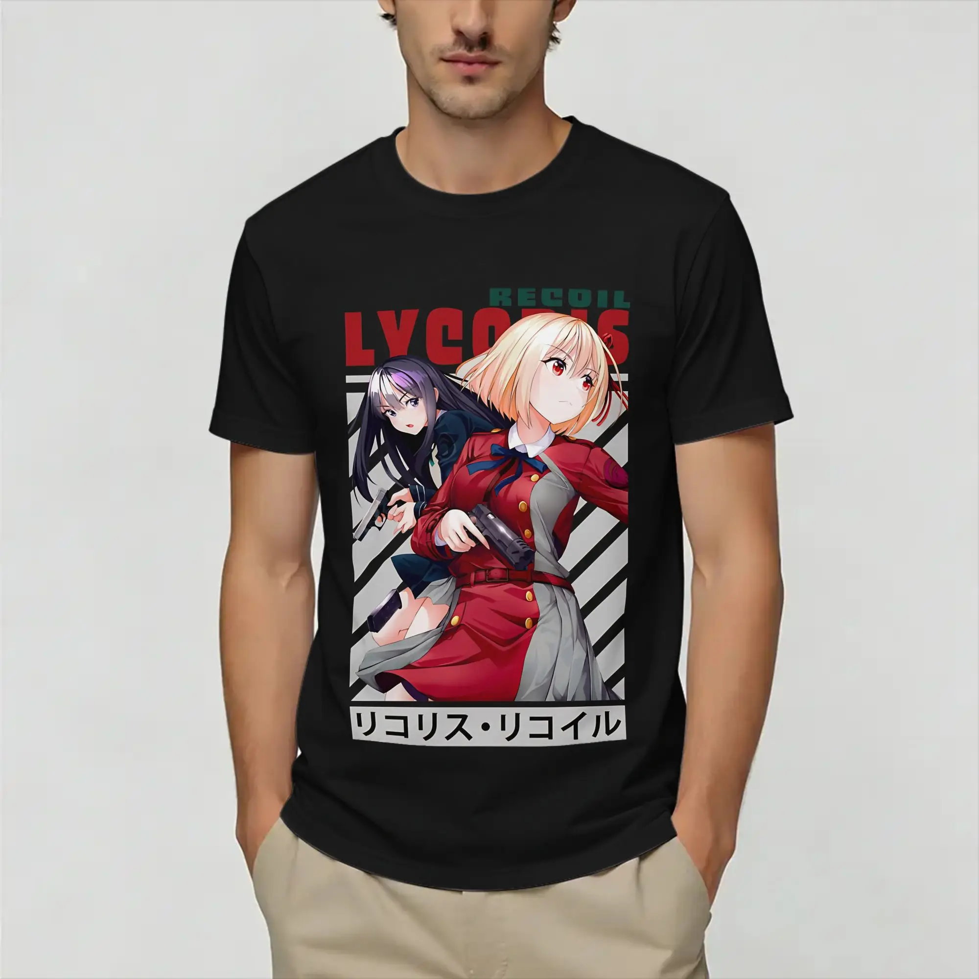 Lycoris Recoils  Men's T Shirt  Fashion Tees Short Sleeve Round Neck T-Shirt Pure Cotton Gift Idea Tops