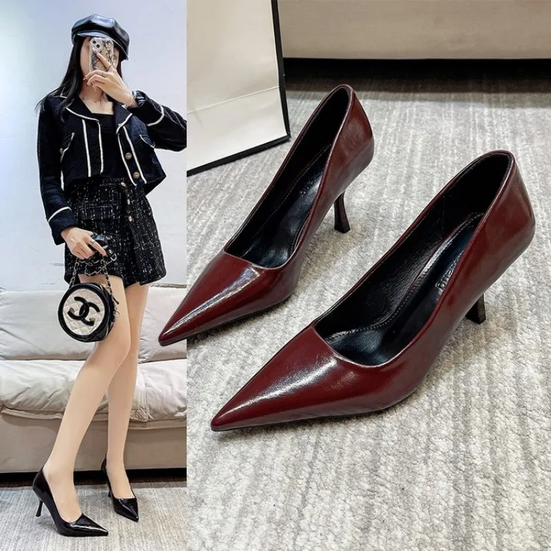 Women Luxury Daily Office Metal Buckle High Heels Pumps Lady Stiletto Heels Classic Designer Replica Career New Shoes