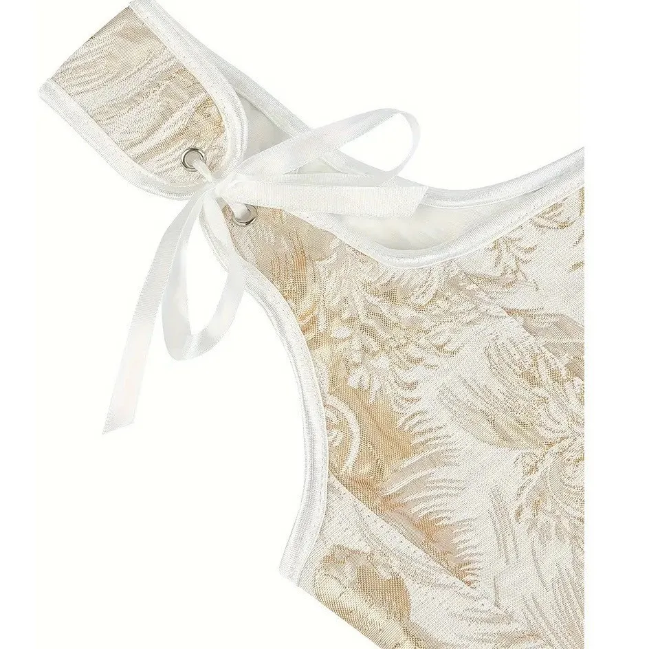 يمكن ربط حزام الكتف المزدوج المطبوع بفيونكة، إنه قميص مثير بدون حمالات وتشكيل الجسم للنساء