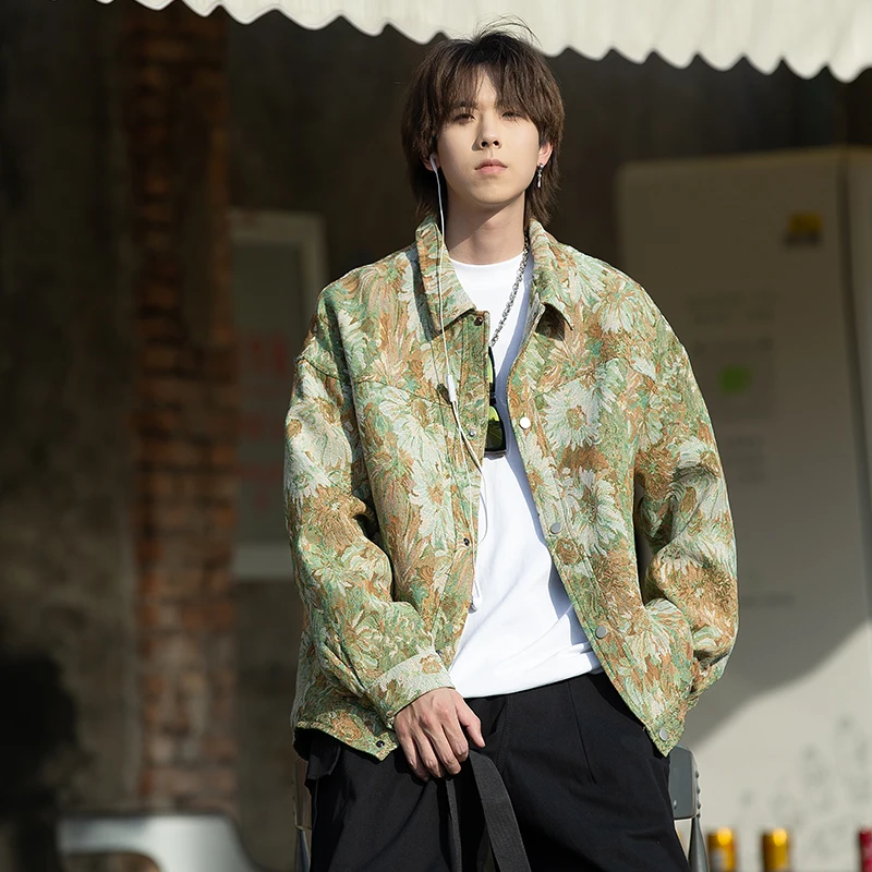 

Мужская свободная повседневная куртка с принтом ромашек, весна-осень, в стиле хип-хоп, для подростков, модная верхняя одежда