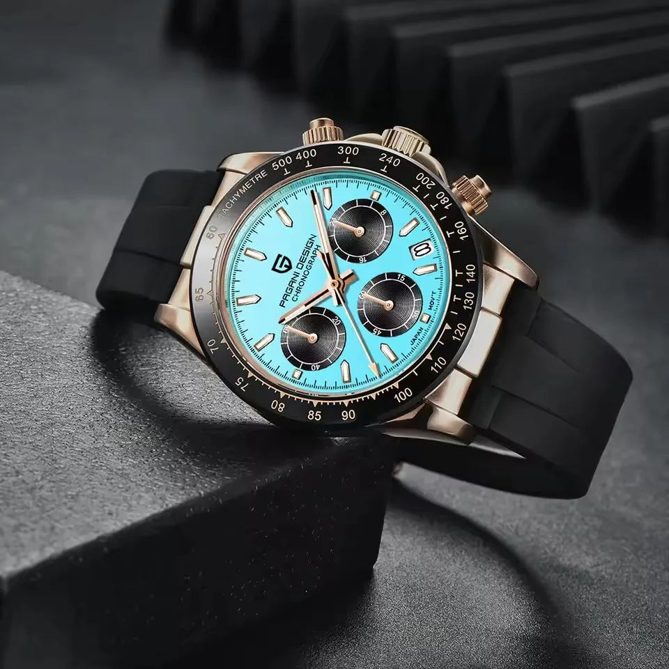 2025 pagani design v2 nova cor clássica masculina relógios de quartzo luxo multi zona vidro safira masculino cronógrafo presente com caixa