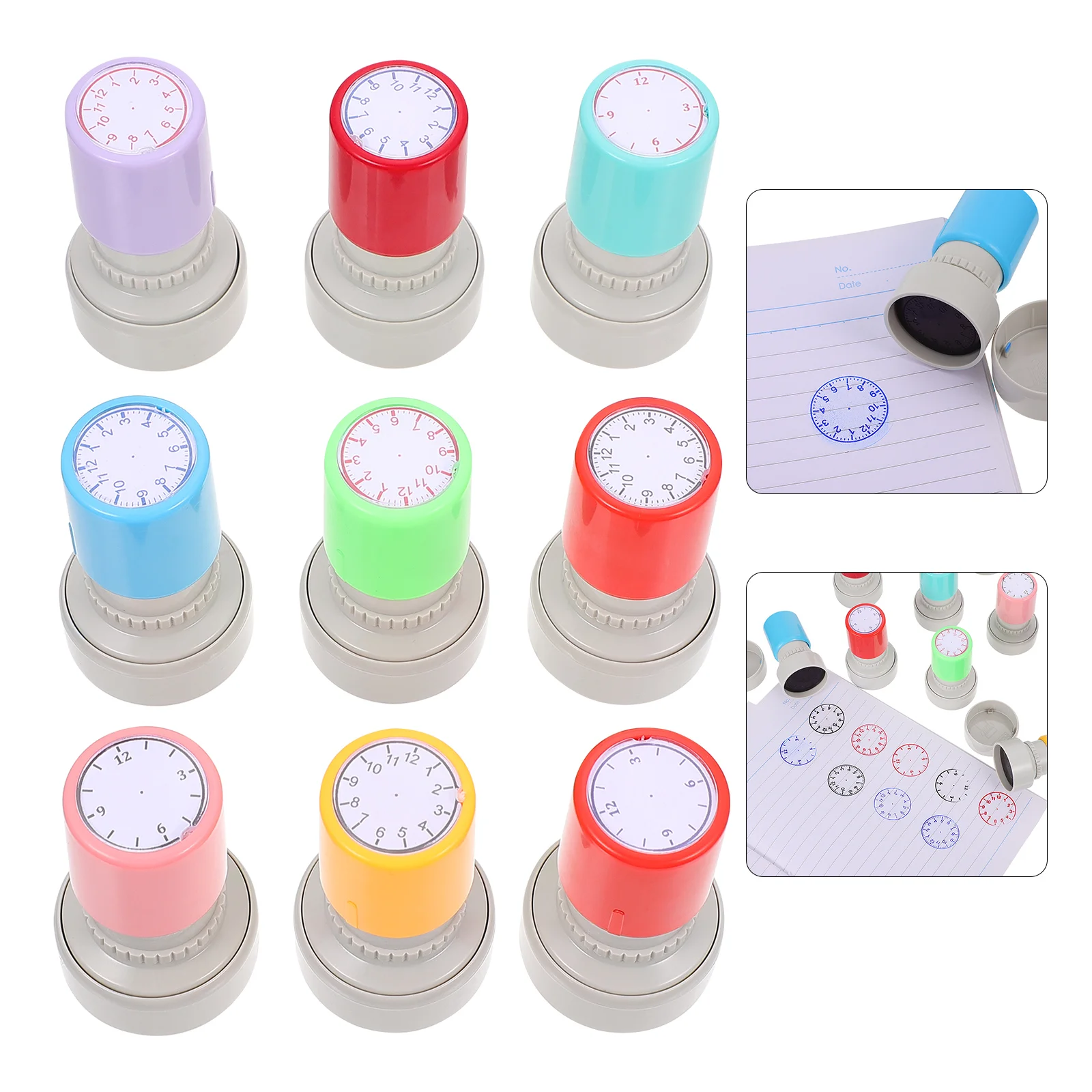 

9 Pcs Clock Stamp for Kids Die Teaching Seals Stamper Abs Self-ink Time Learning Child Stamps