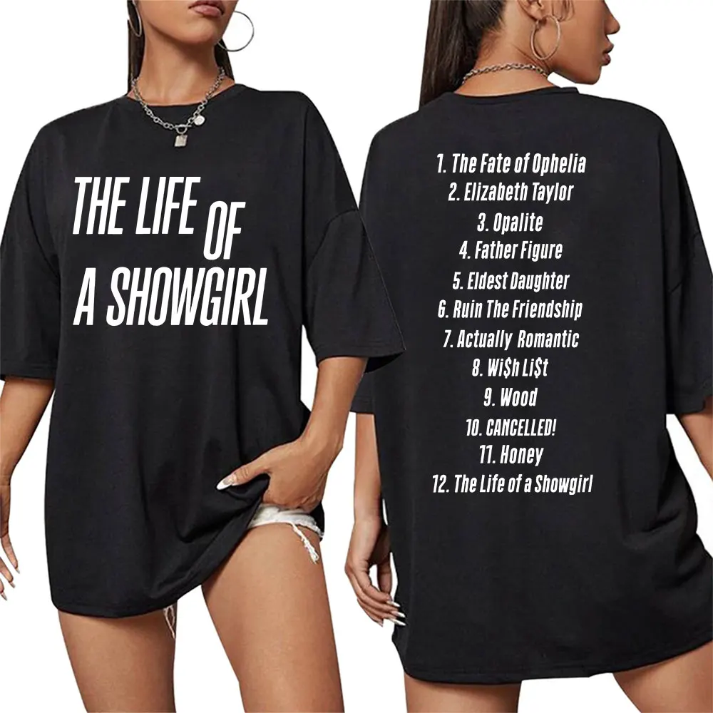 

2025 Fashion TS The Life of A Showgirl Album 2025 Print T-Shirt Men Women Vintage Aesthetic High Quality Oversized T Shirt