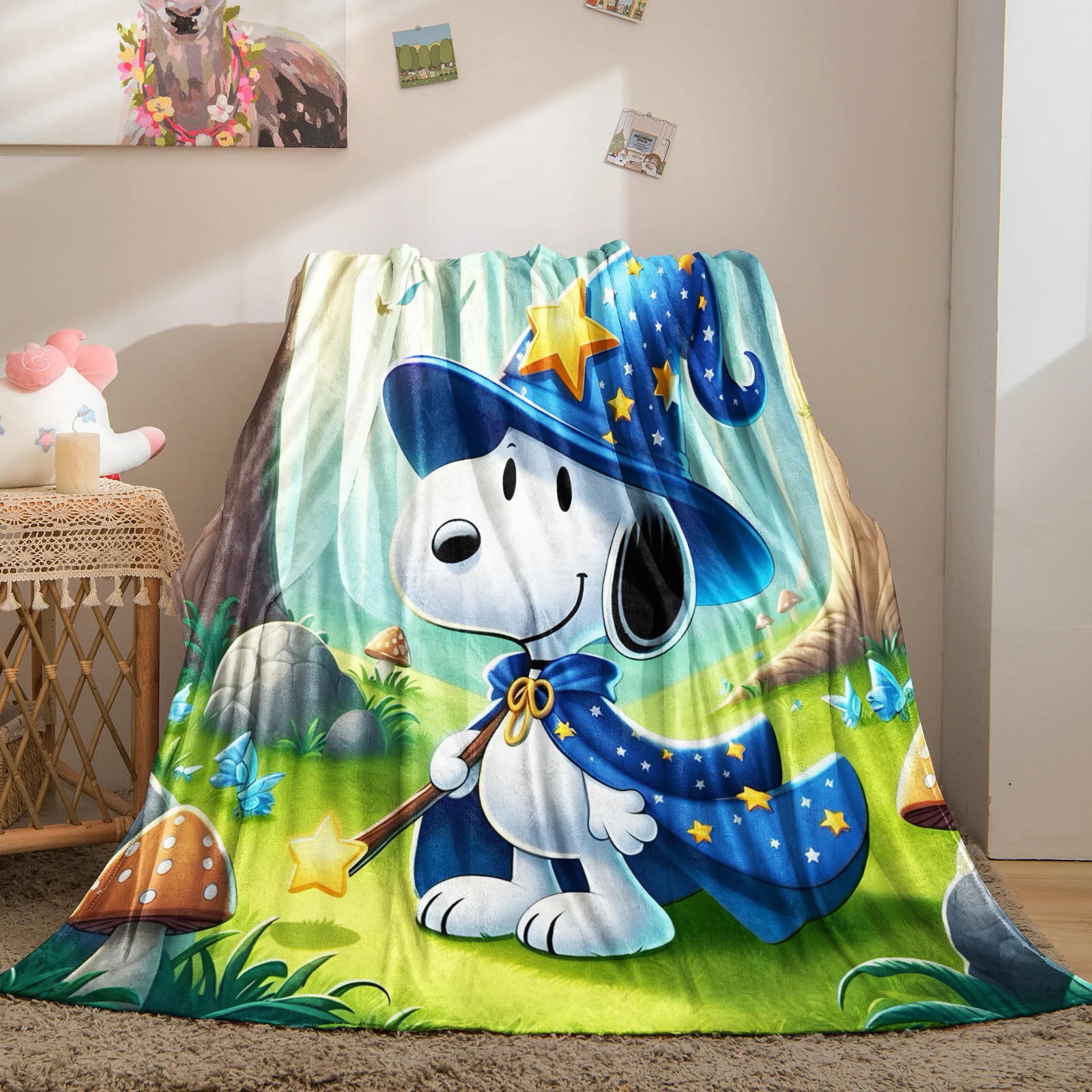 الفول السوداني سنوبي المرجان الصوف أفخم رمي بطانية الكرتون لطيف بطانية للسرير مكتب سوبر الدافئة الفراش يلقي الاطفال الغداء بطانية