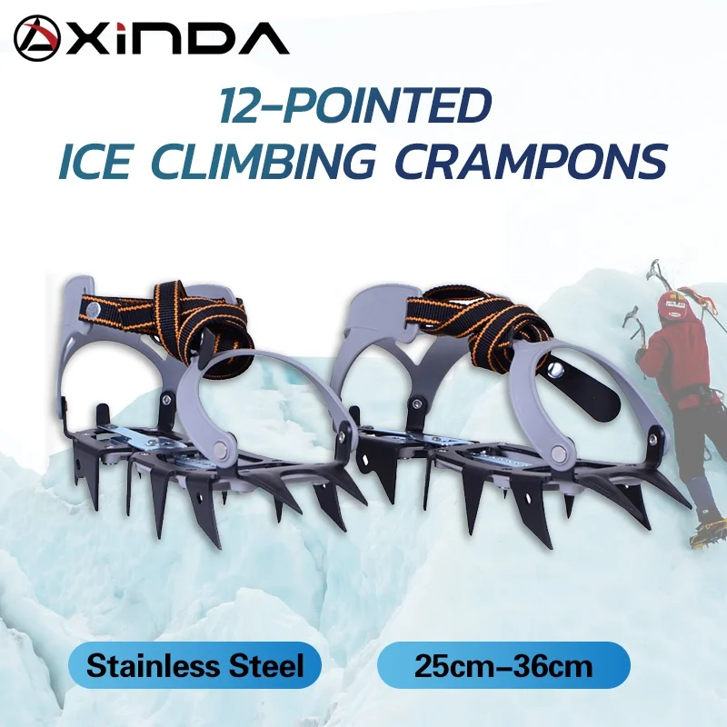 steel 12 teeth ice climbing crampons for high mountains 6km maximum