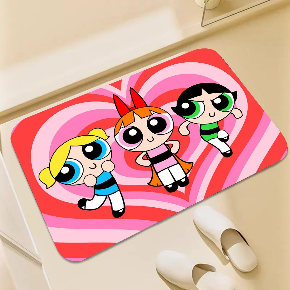 1PC The Powerpuff Girls Floor Mat Door Mat For Bathroom Kitchen Long Corridor Carpet Non-Slip Living Room Rug Home Decor