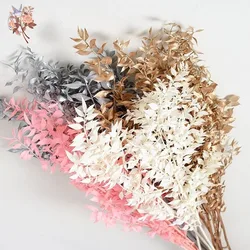 Natural Real Ruscus Leaves Dried Flower Bouquet White Eucalyptus Branches Home Wedding Decor DIY Candles Dining Table Decoration