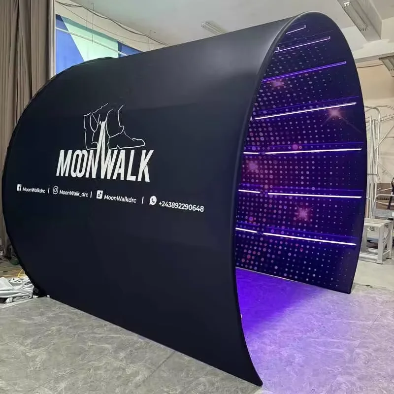 10ft Collapsible Portable 360 Photo Booth - Lightweight Aluminum Frame for Events & Tradeshow Backdrop & LED Lights
