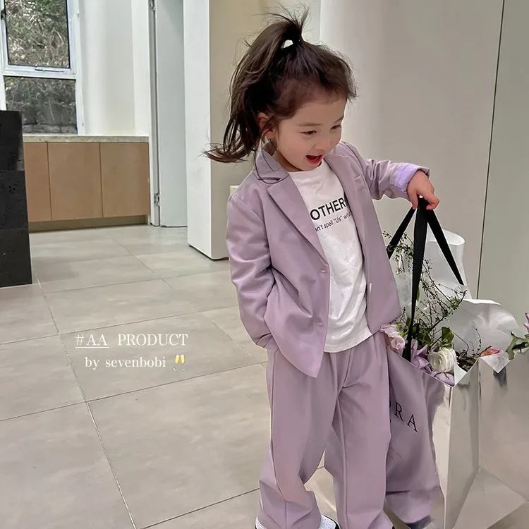 

Baby Girls Blazer Suits Clothing Sets 2025 Fashion Spring New Children Jackets+Pants 2pcs Outfits Formal Korea Kids Casual Suit