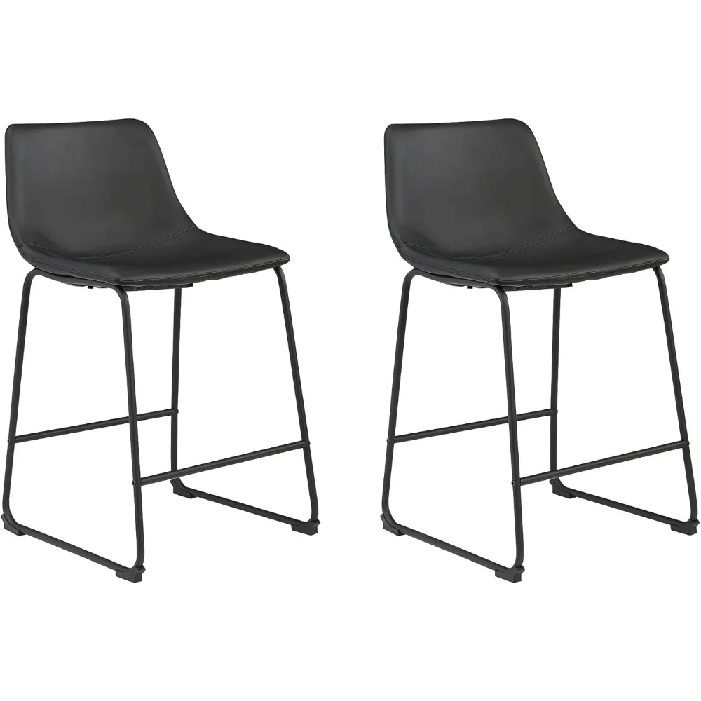 

24" Counter Height Modern Bucket Barstool, 2 Count (Pack of 1), Black