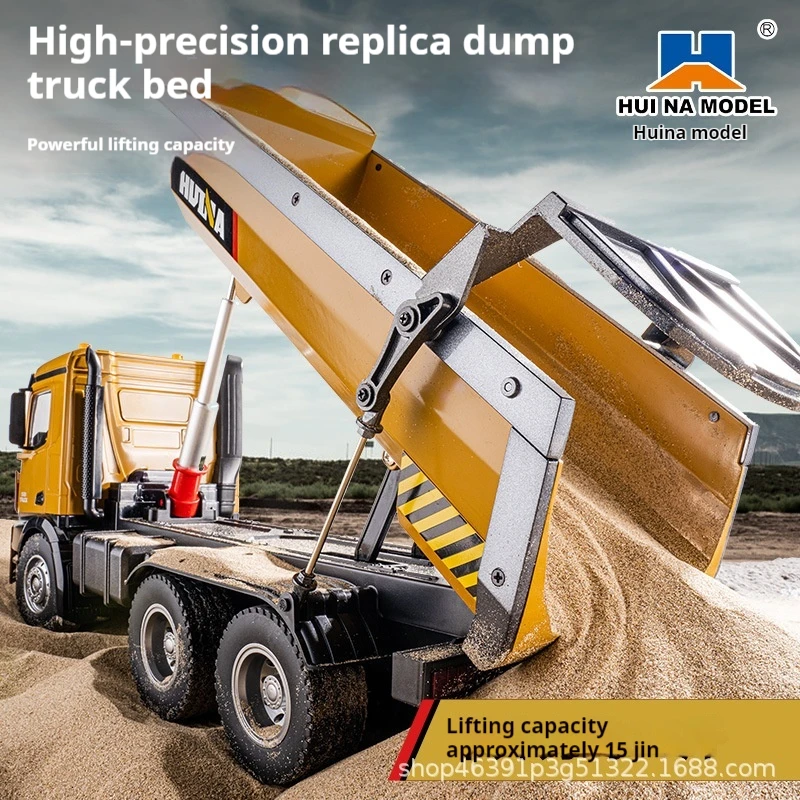 HuiNa 573 Hochleistungs-RC-Technik-Spielzeug-LKW, Legierungs-Muldenkipper, großes Fracht-Simulationsspielmodell für Jungen