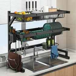 Over Sink Dish Drying Rack (Expandable Height/Length) Snap-On Design Large Dish Drainer Stainless Steel Storage Counter Organize