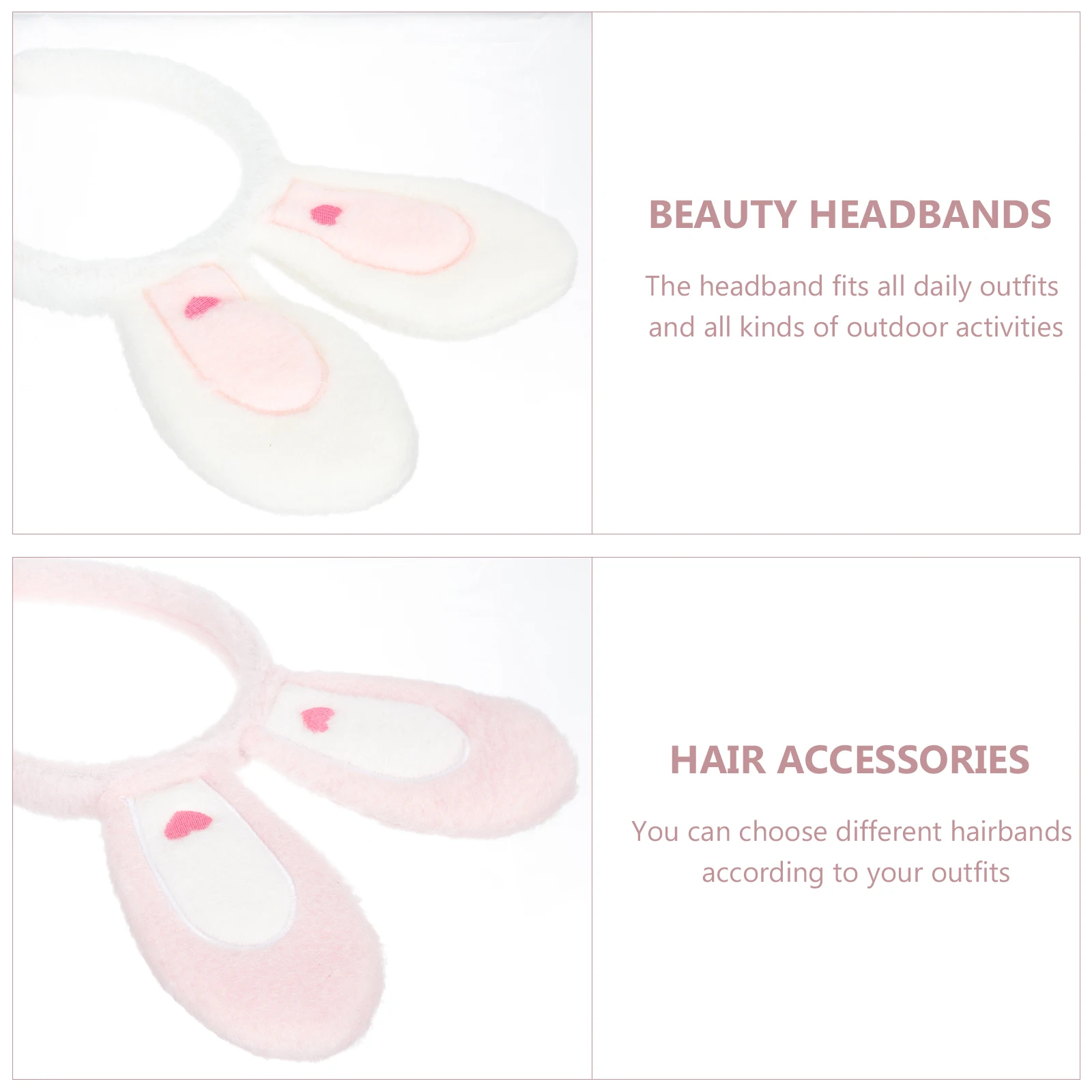 

2Pcs Bunny Hair Hoops Wrought Iron ABS Plastic Headb s for Daily Sports Stylish Simple Hair Hoops Accessories