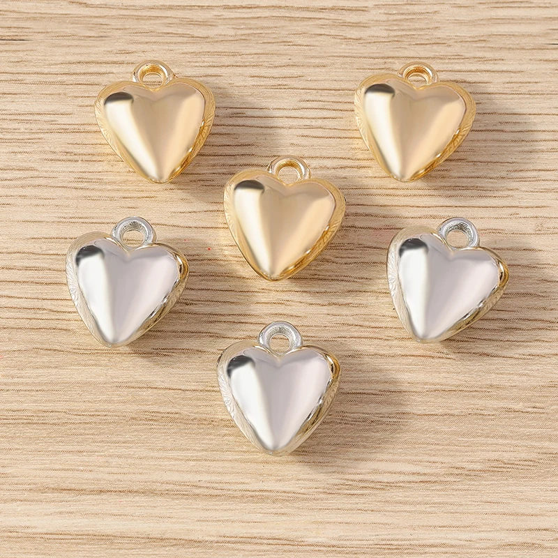 20 Stück 14 x 16 mm niedliche gold- und silberfarbene Liebesherz-Anhänger aus Legierung für die Schmuckherstellung, Ohrringe, Halsketten, Armbänder, DIY-Geschenke – Detail 5