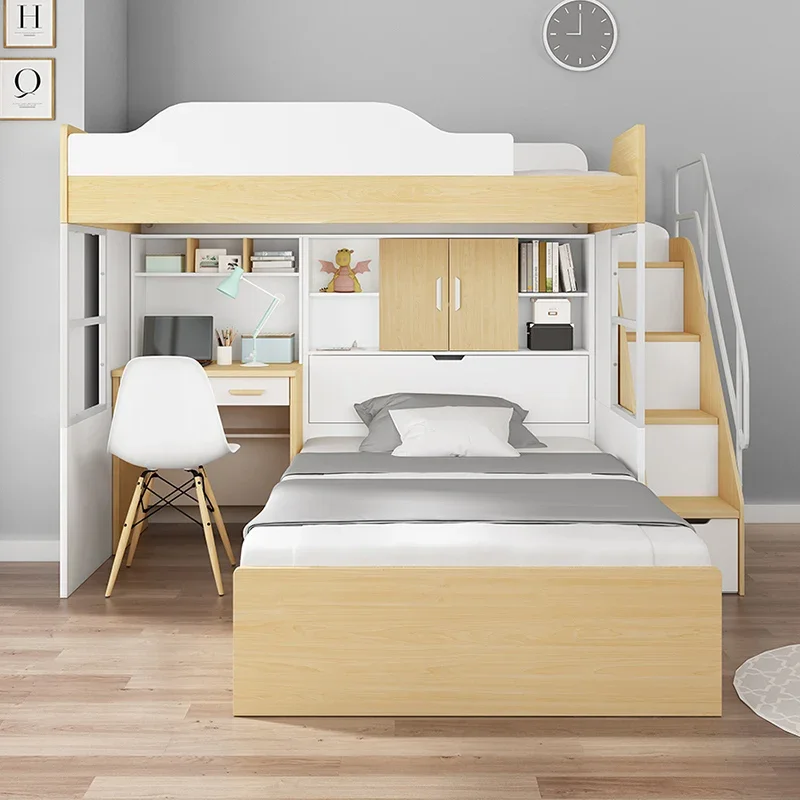 Children's Modern Upper and Lower Beds Multifunctional Combination Beds High and Low Bunk  Two-layer  Interlaced