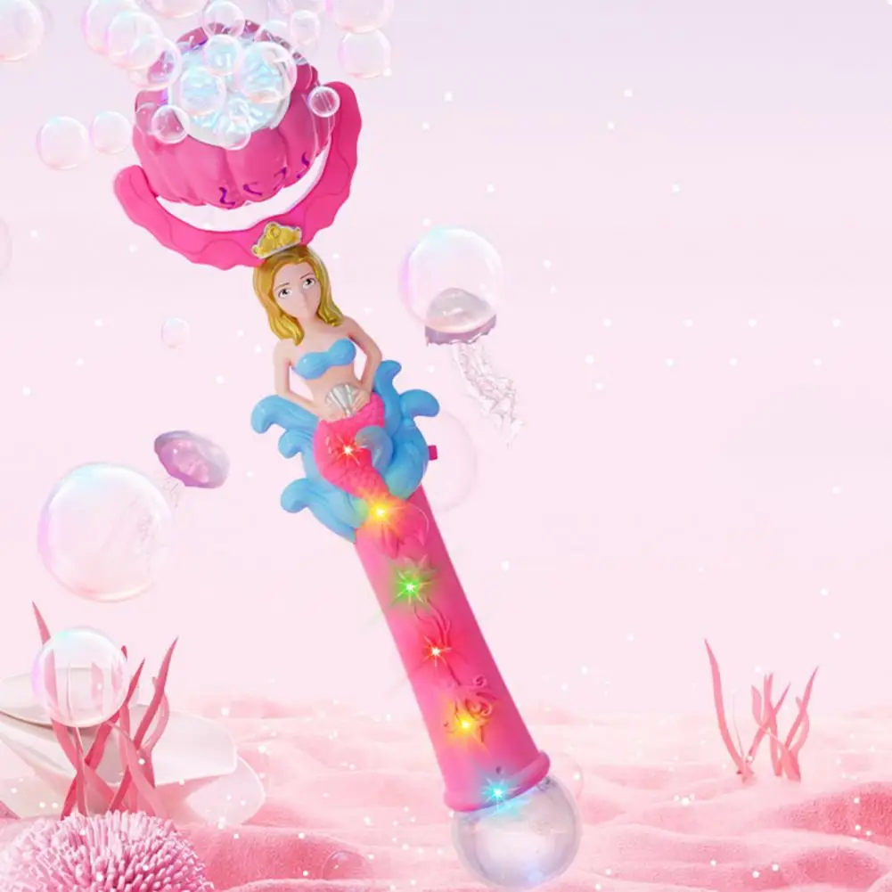 Kids Bubble Machine Children Bubble Blower Mermaid-themed Handheld Bubble Blower with Light for Toddlers Automatic for Boys