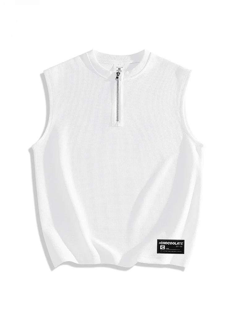 

ItCHOCOOLATE American Sle Sports Fitn Tank Top Summer New Comfortable Thin Svel f Zipper Vest Youth Polyester