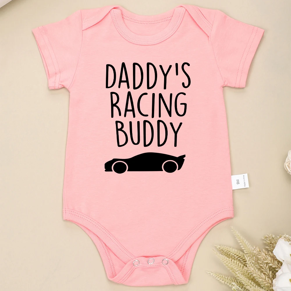 Daddy's Friend bayi Onesies Musim Panas O-neck lengan pendek pakaian bayi laki-laki sederhana katun nyaman pakaian bayi murah Dropship