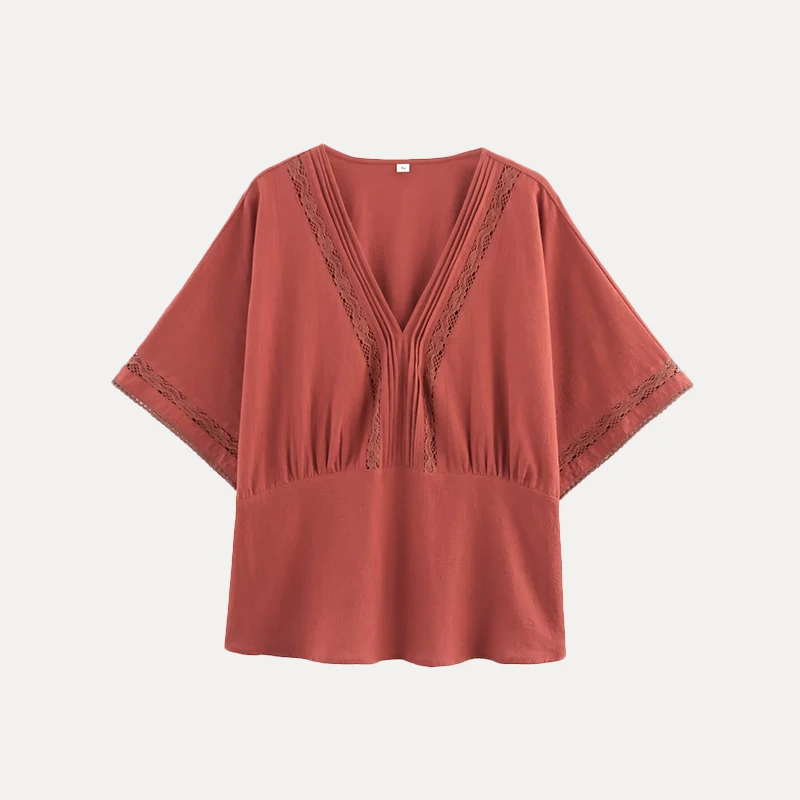 

Z Women's Faion Linen Blouse Embellied Straight Stripe Floral Trim 2025 New Sle Commute Loose Fit ort Sve V-Ne