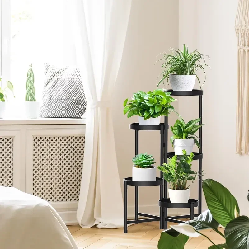 5 Layer Heavy Duty Iron Flower Pot Stand Multi Tier Plant Display Rack for Garden Terrace Balcony Greenhouse