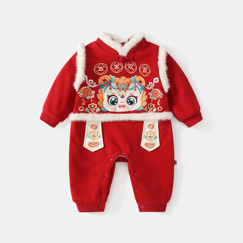 

Baby Boys Girls Winter Red Clothes Children Costume Newborn Jumpsuits Toddler New Year Theme Party Outfits 0-1 Years Pullover