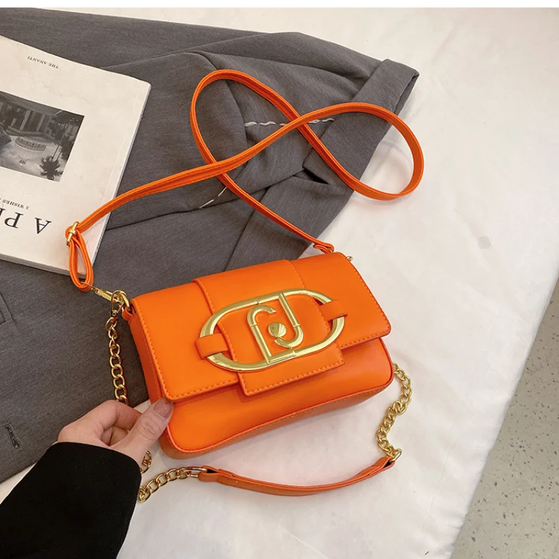 New Candy Color Women\'s Handbags Metal Buckle Flap Square Shoulder Bag Fashion 2024 Summer Crossbody Bag Casual Commuting Bag