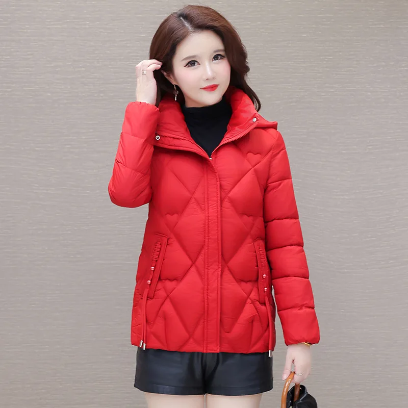 Mom\'s Big Size Clothing Down Cotton Jacket Temperament Short Loose Coat for Women Warm Outerwear Ladies Coats Female Parkas